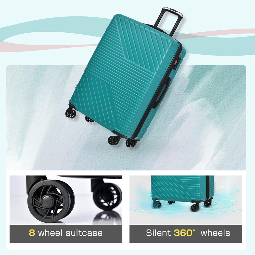 3-Piece Lightweight Hard-shell Luggage Set with Double Spinner Wheels and TSA Lock - Green
