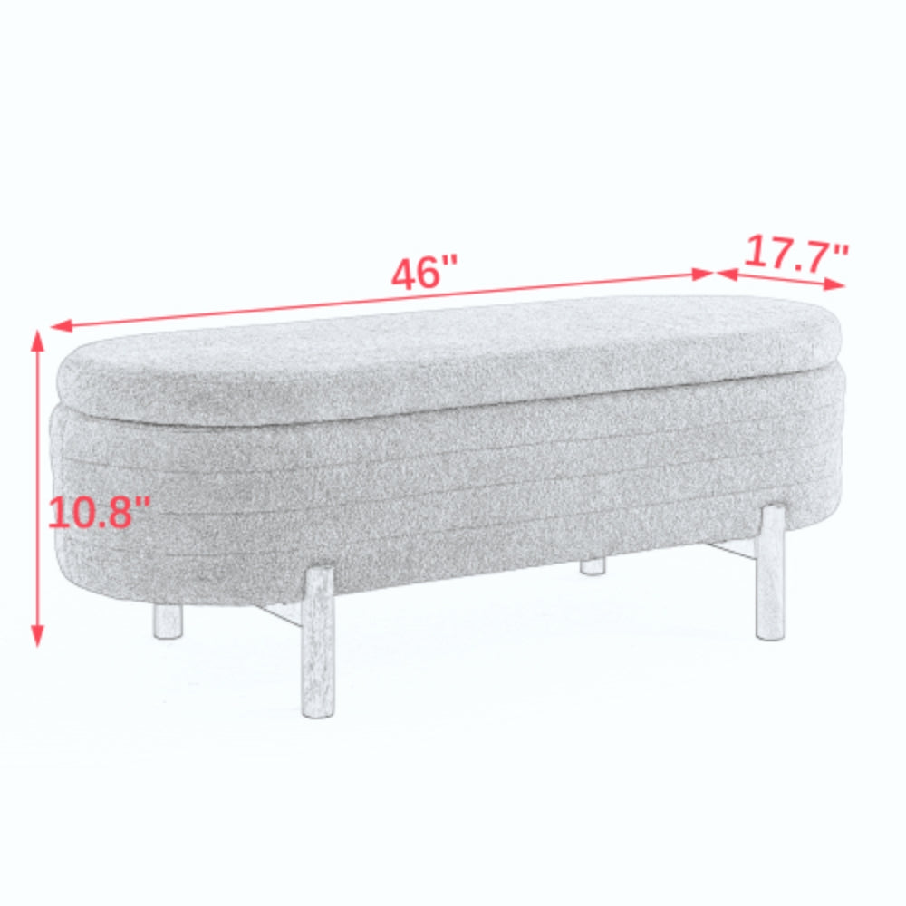 Modern Orange Ottoman Storage Bench Stylish Oval Design