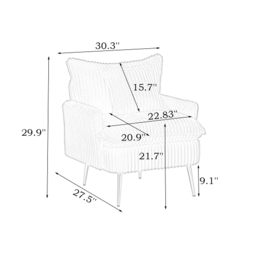 Single Chair Sofa in Coarse Corduroy Fabric Soft and Comfortable