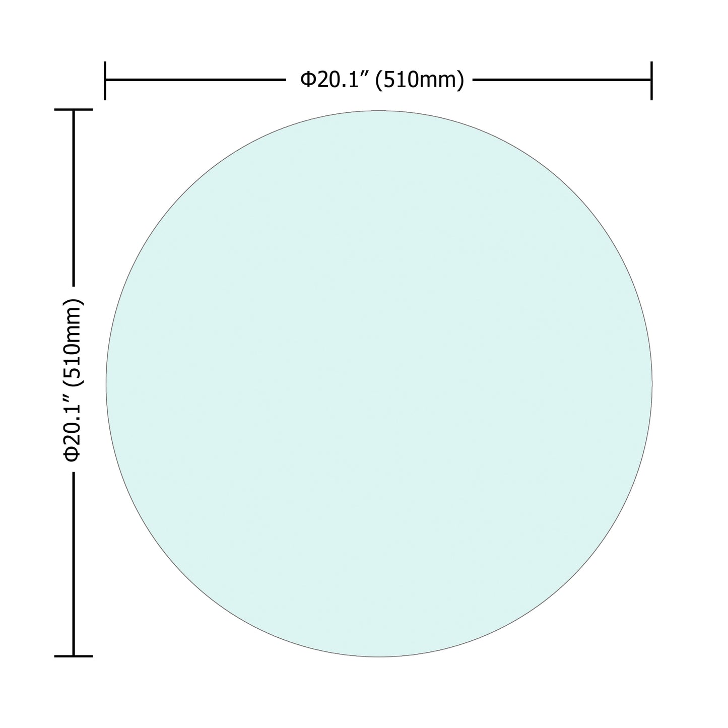 20 Inch Round Tempered Glass Table Top Thick Round Polished Edge
