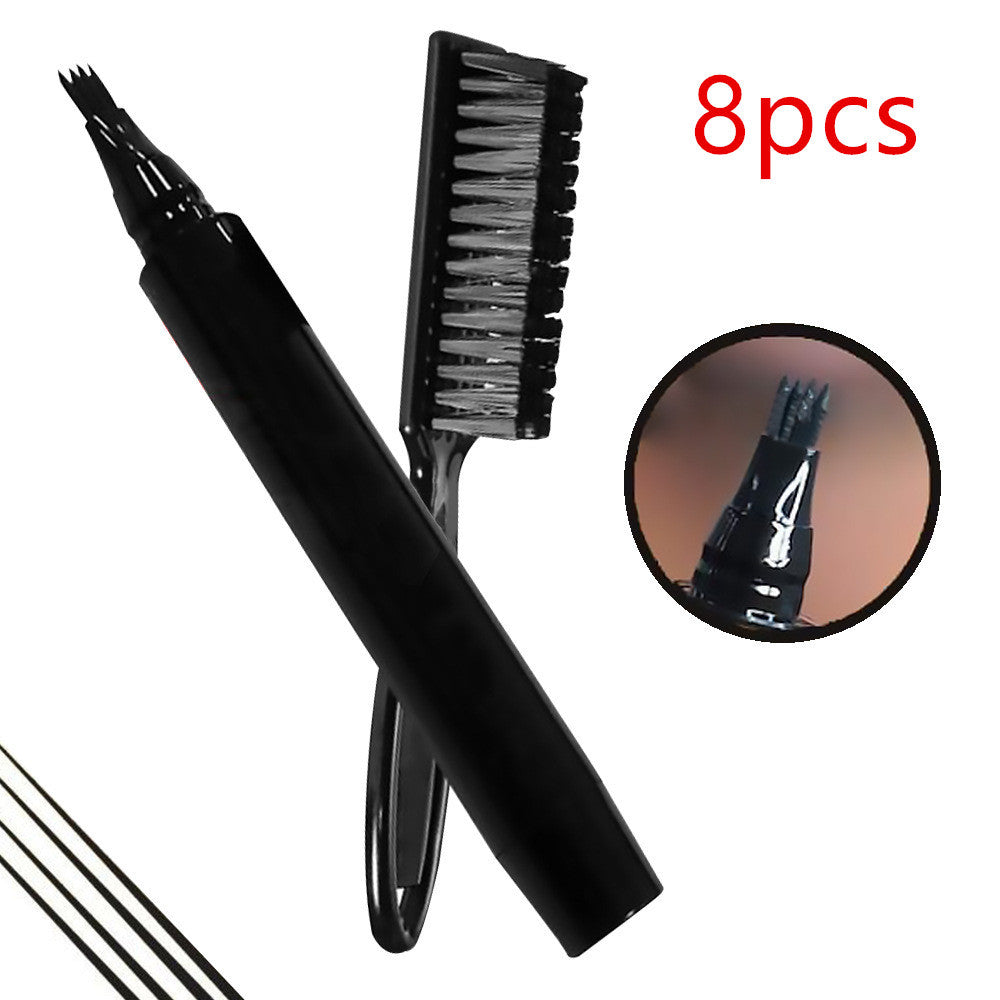 Mustache Pen With Brush New Four-pronged Beard Pen
