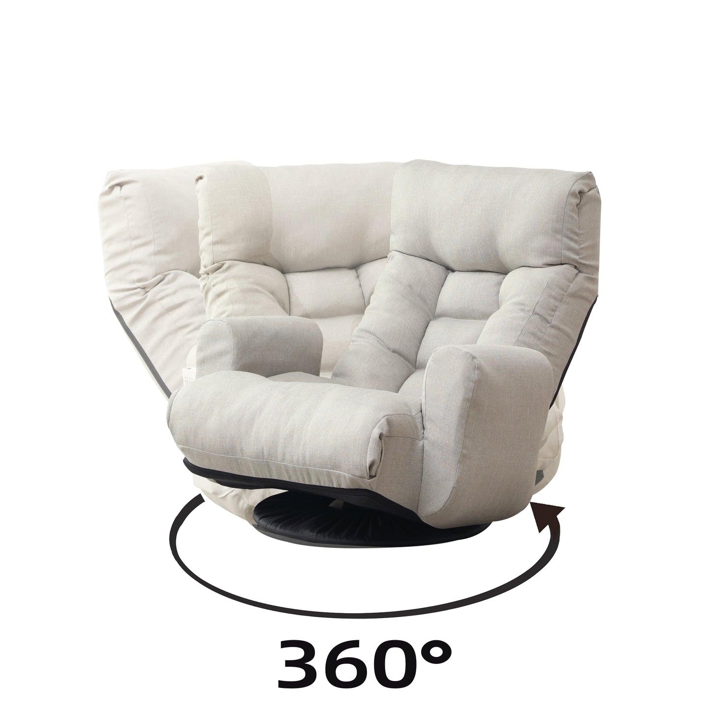Swivel Indoor Recliner Floor Chair with Adjustable Headrest and Side Pockets- Gray