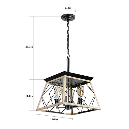4-Light Bulbs Farmhouse Chandelier