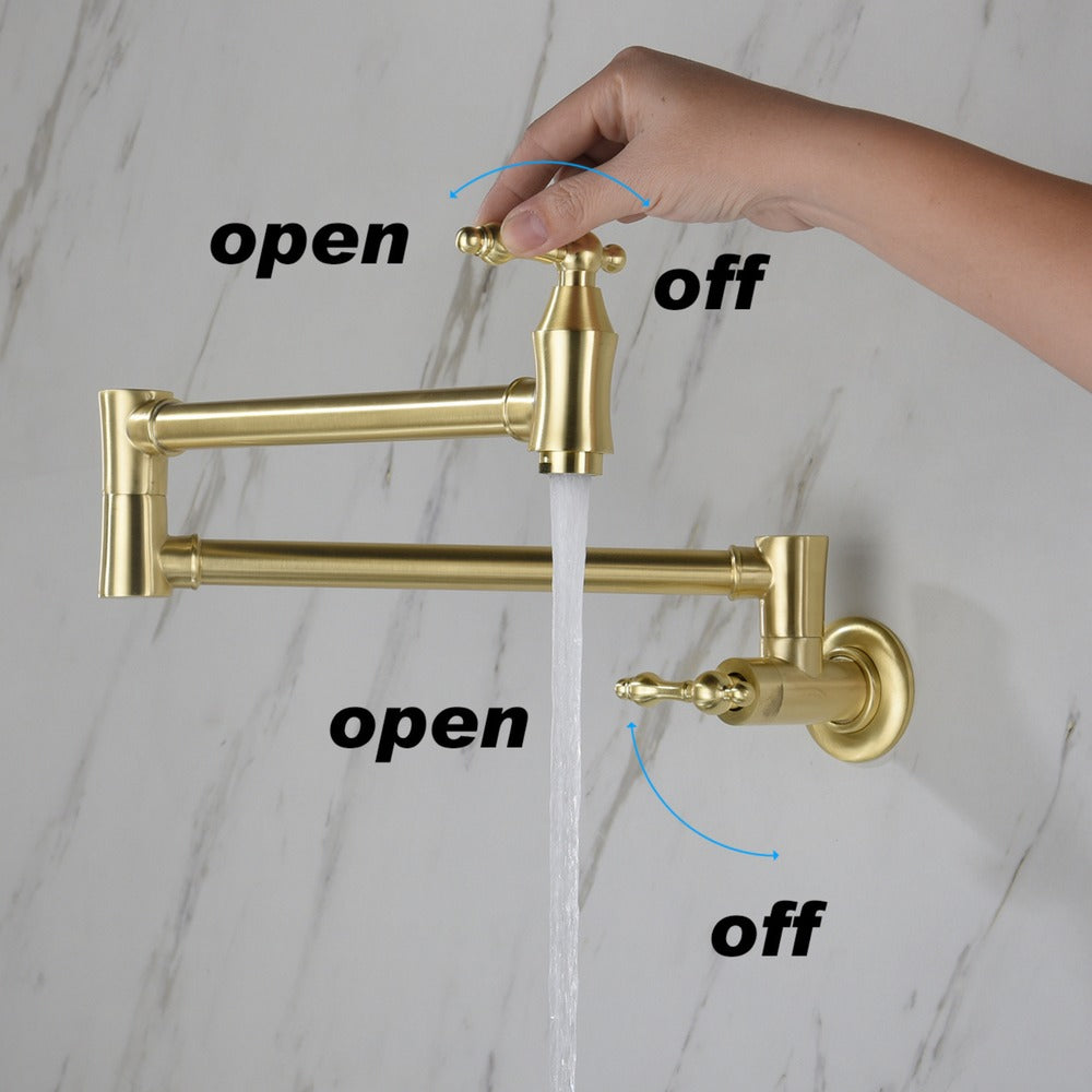 Wall Mount Pot Filler Faucet - Gold