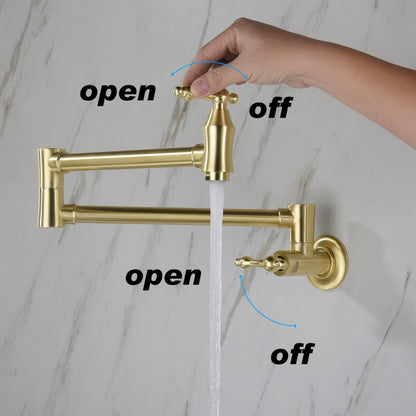 Wall Mount Pot Filler Faucet - Gold