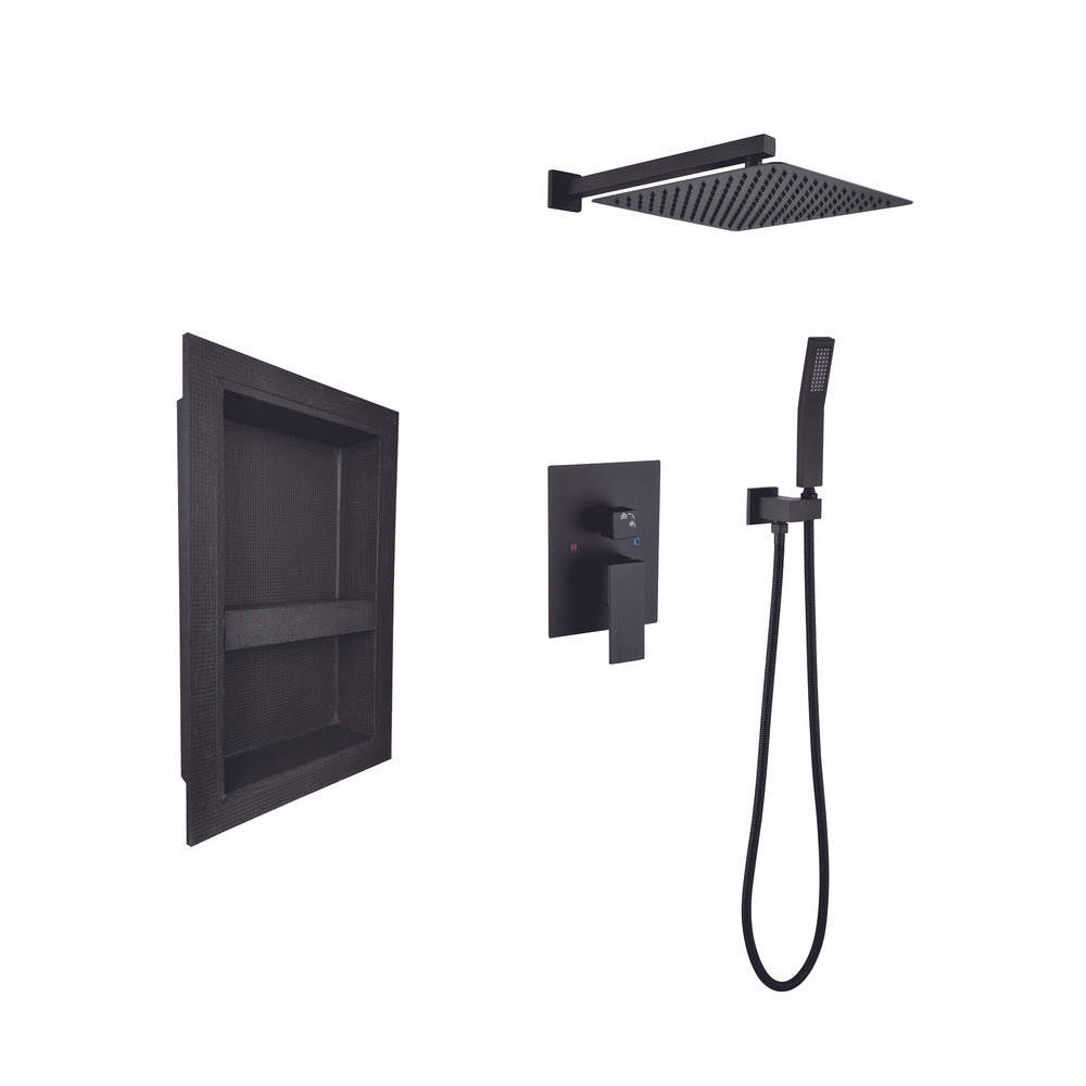 Complete Shower System with Head, Hand Shower, Trim, and Niche