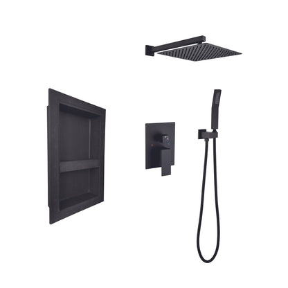 Complete Shower System with Head, Hand Shower, Trim, and Niche