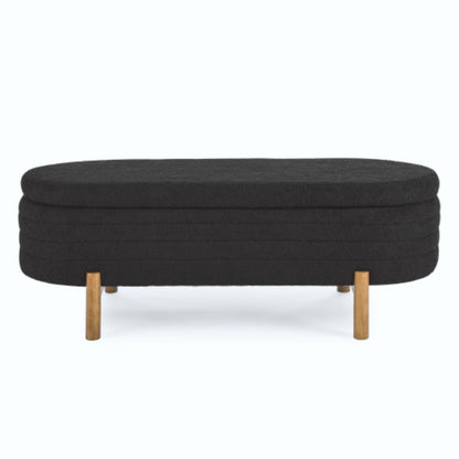 Ottoman Oval Storage Bench Rubber Wood Leg