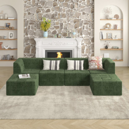 Green Compressed Sectional Sofa with Modern Minimalist Style