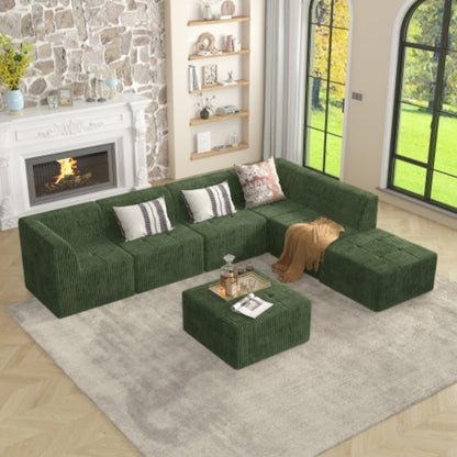 Green Compressed Sectional Sofa with Modern Minimalist Style