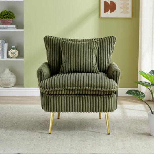 Cozy Green Coarse Corduroy Single Chair