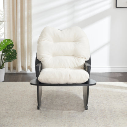 Comfortable Beige Rocking Chair Perfect for Balcony Seniors Kids and Adults