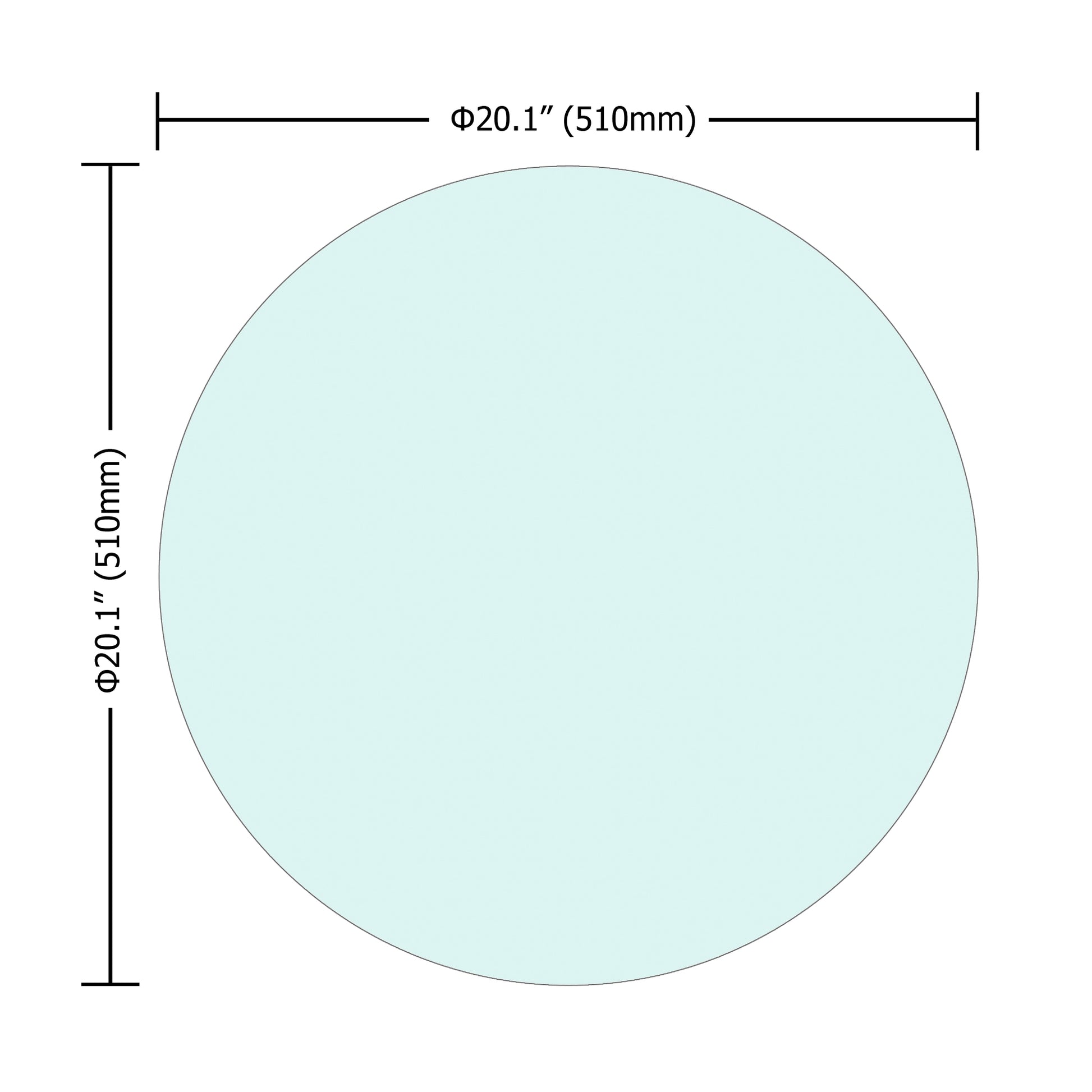 20 Inch Round Tempered Glass Table Top Thick Round Polished Edge