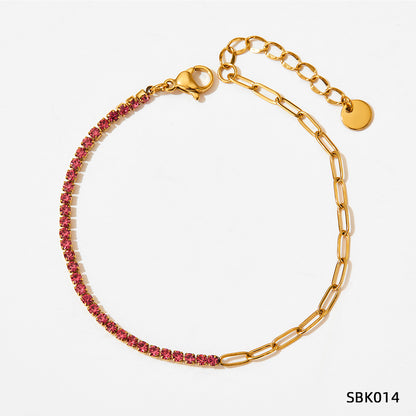 Stainless Steel Zircon Bracelet European And American PVD Vacuum Gold Plated