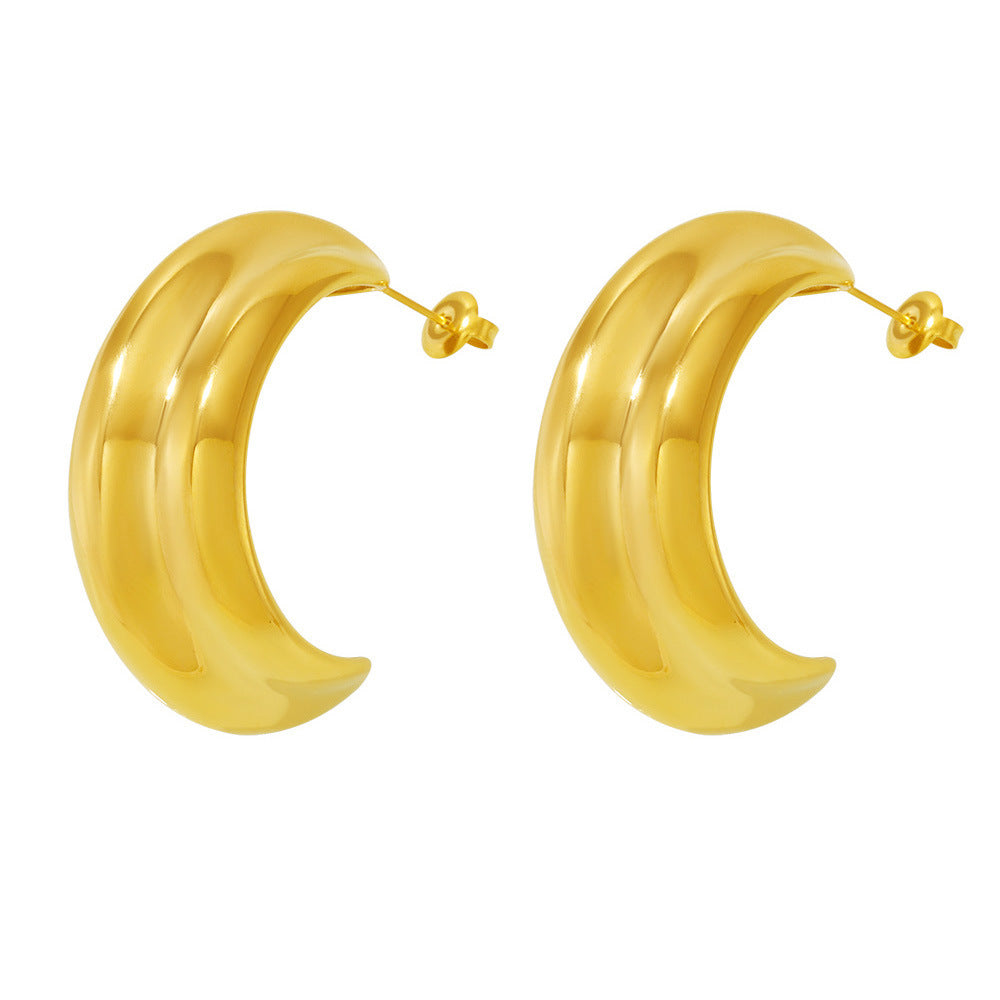 Stainless Steel C- Type Stud Earrings PVD Electroplating