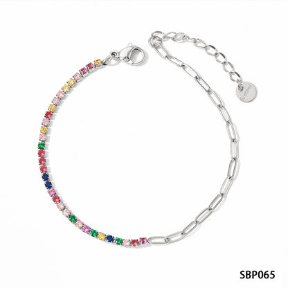 Stainless Steel Zircon Bracelet European And American PVD Vacuum Gold Plated