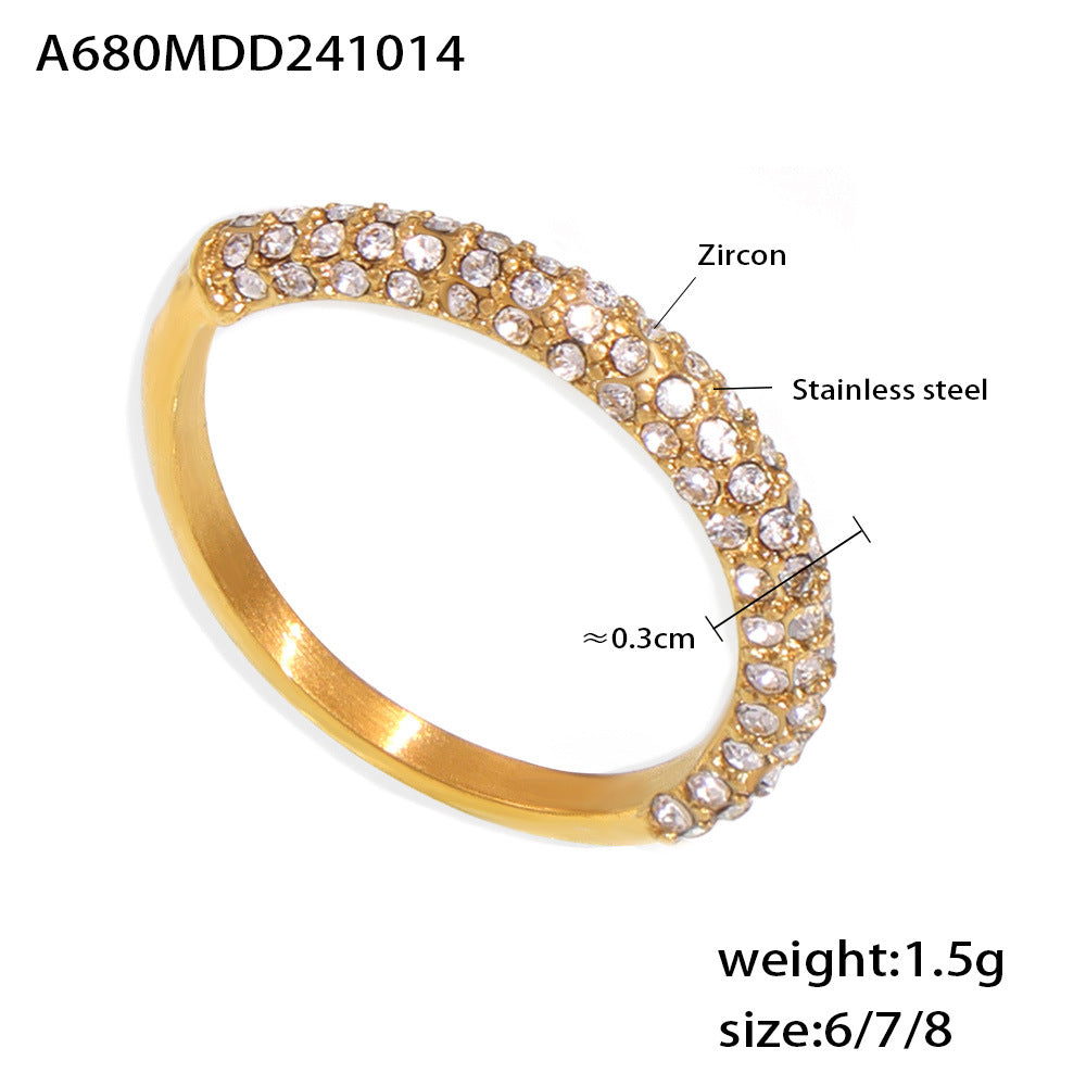 PVD Electroplated 18K Gold Inlaid  Pearl Ring Female