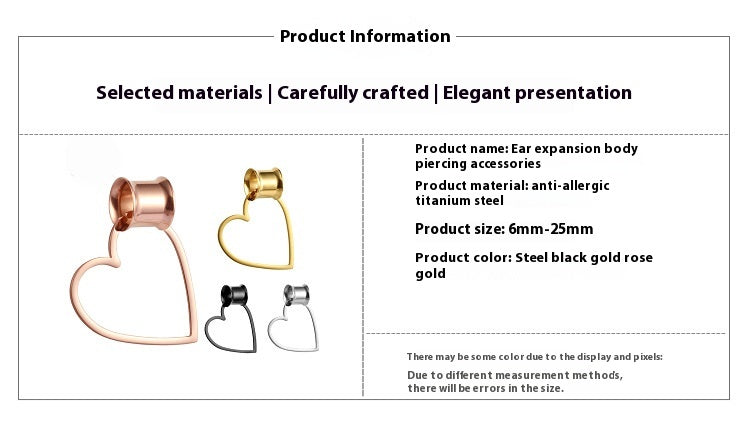 316L Stainless Steel Auricle Ornaments With Love PVD Electroplating